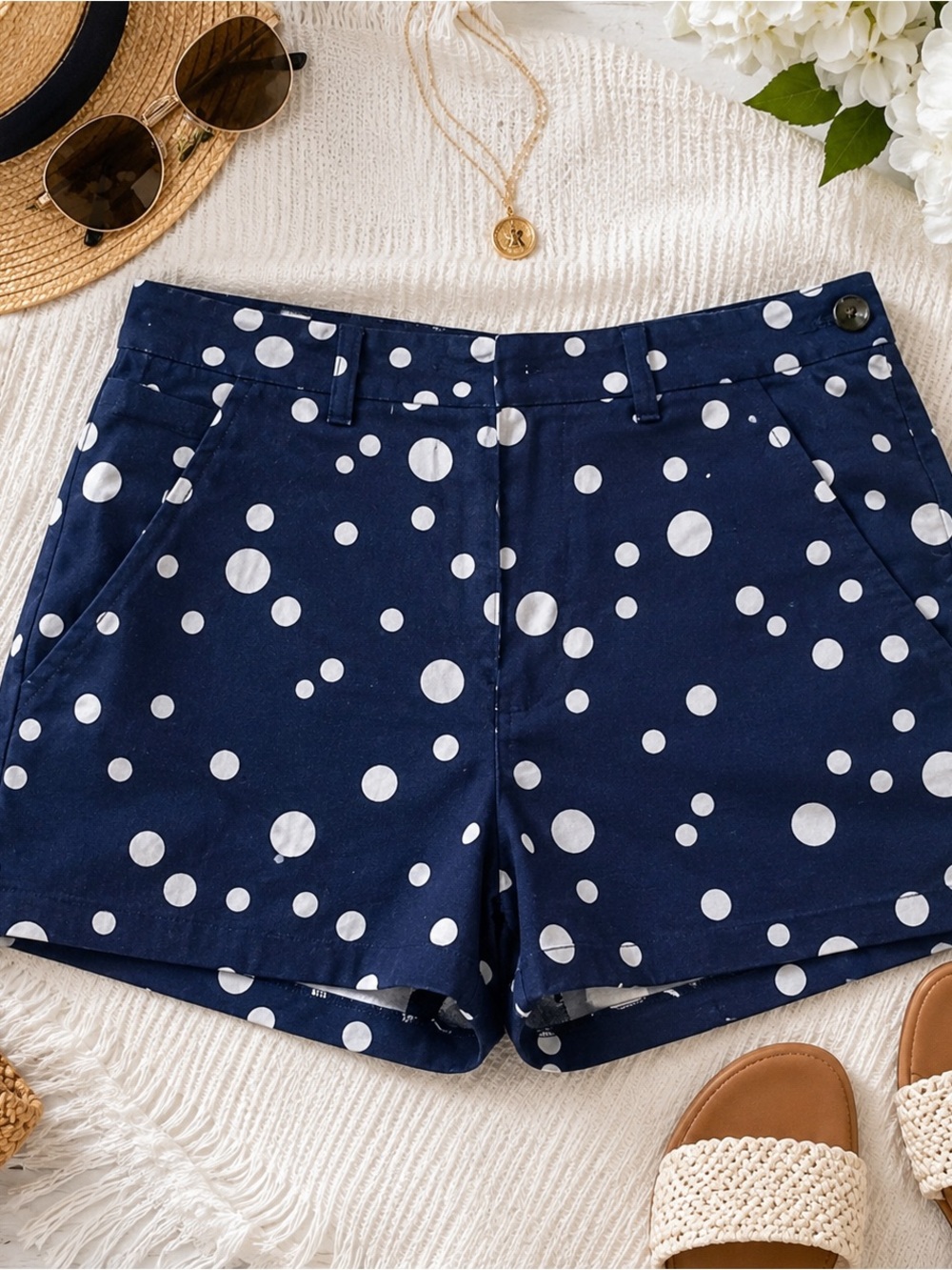 GAP Navy Polka Dot Tailored Shorts